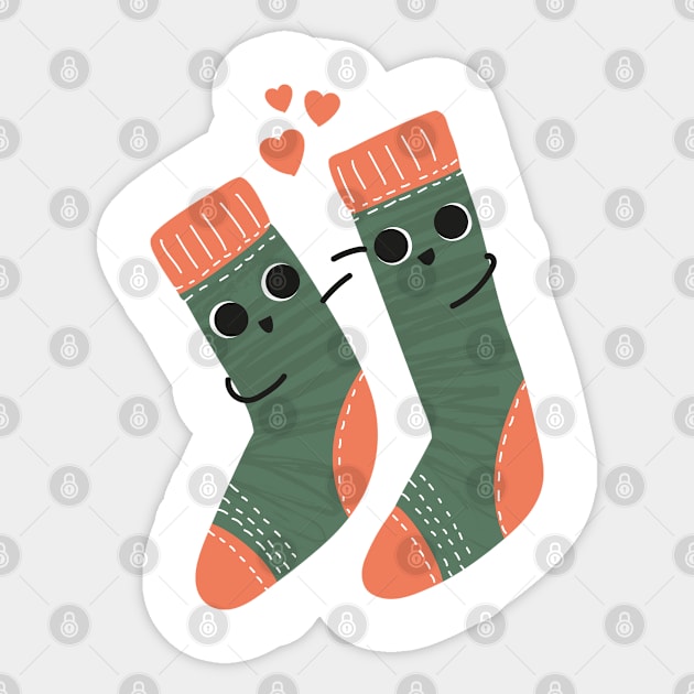 Cute Lovely Christmas Socks in Love Sticker by Foresty Illustrations